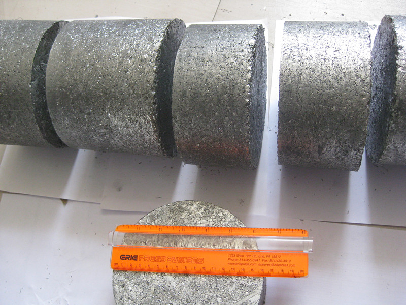 Aluminum scrap briqutted by metal chip briquetting press