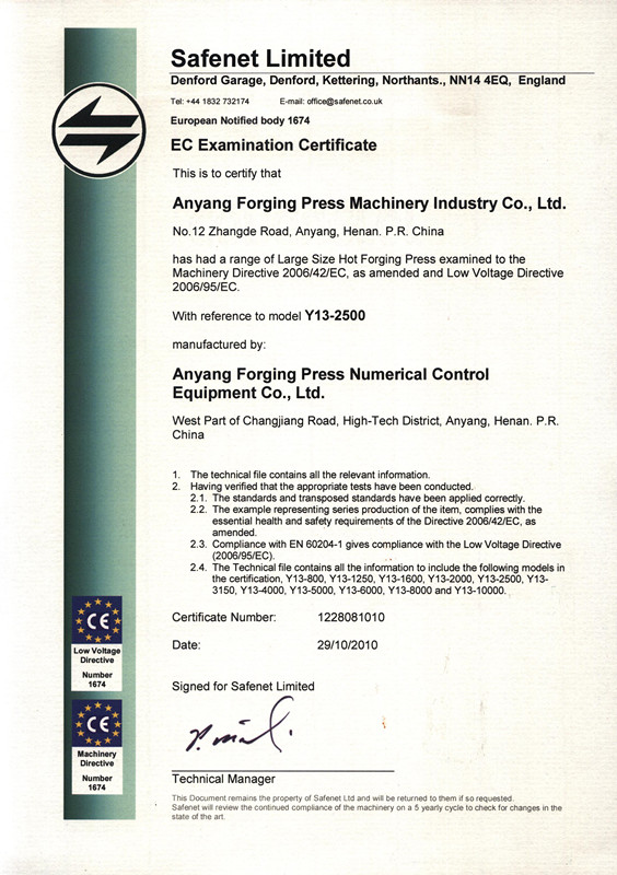 CE Certificate of Open die hydraulic forging press
